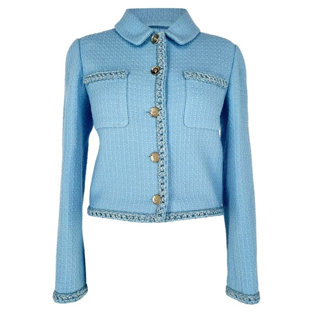 Chanel Tweed Jacket in Light Blue Wool